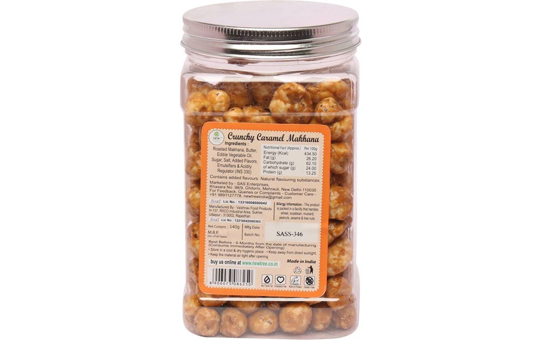 New Tree Crunchy Caramel Makhana   Plastic Jar  140 grams